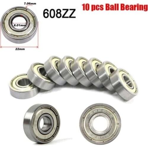 10pcs Double Shielded Miniature High-carbon Steel Single Row 608ZZ ABEC-5 Deep Groove Ball Bearing 8*22*7 8x22x7 MM 608 ZZ