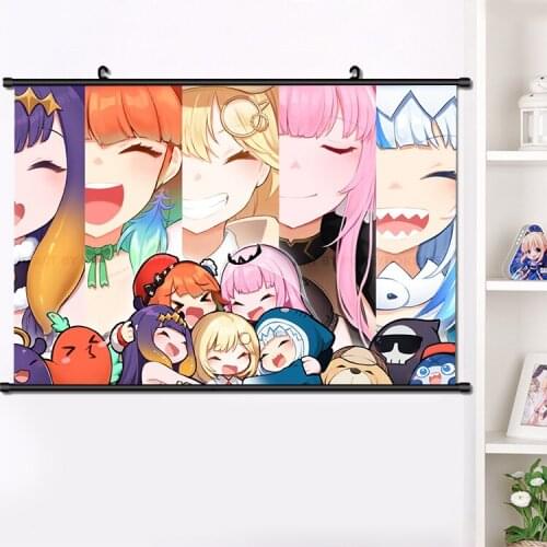 NEW Japanese Anime VTuber Virtual YouTuber Mori Calliope HD Wall Scroll Hanging Poster Print Home Decor Collectible Art Gift