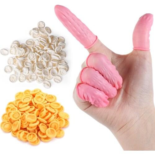 100Pcs Disposable Fingertips Protector Gloves Rubber Non-Slip Finger Cover Cots Black/Pink/White/Yellow/Orange Durable Tool