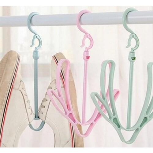 Rack Shelf Storage Shoes Clothes Hanger Clamps Rotated Balcony Hanging Hook