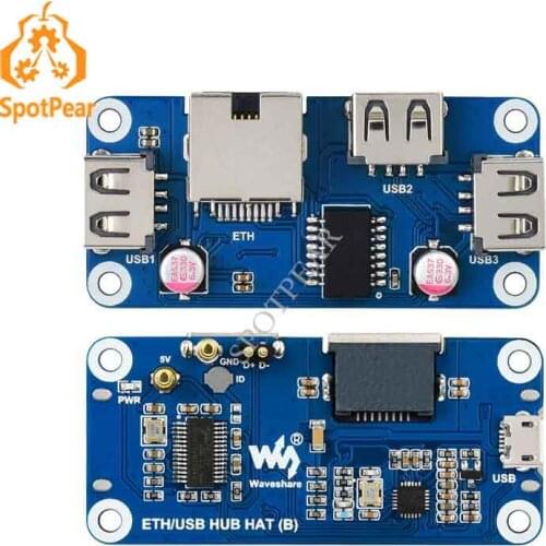 Raspberry Pi Series Ethernet / USB HUB HAT (B) 1x RJ45, 3x USB 2.0