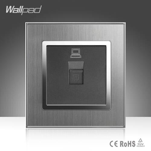 DATA Socket Wallpad 110-250V Satin Metal Frame UK EU NET RJ45 Lan Cable DATA Net Jack Plug Port Wall Socket Free Shipping