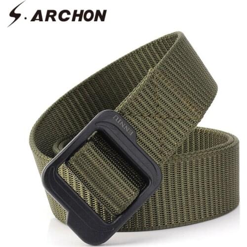 S.ARCHON SWAT US Military Tactical Waist Belt Plastic Buckle Thick Nylon Canvas Men Belt Male Casual Army Combat Trouser Belt
