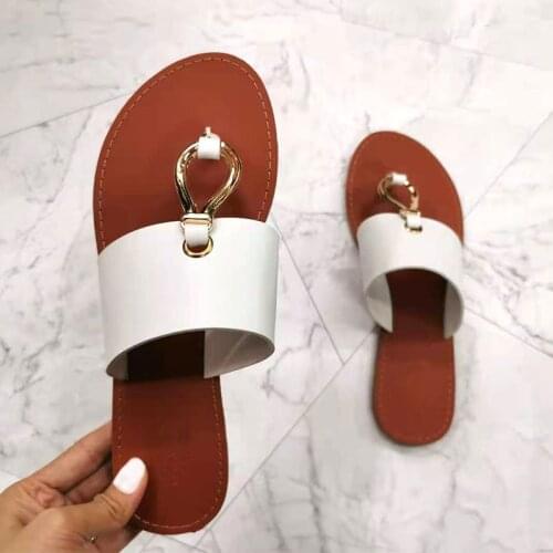 White Fashion Woman Sandals for 2021 Flat with Slip on Summer Shoes Retro Open Toe Women Slides Lady Outside Beach Sandals