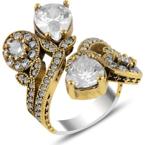 Silver 925 Sterling Authentic Zircon Cubic Zirconia Adjustable Tall Ring