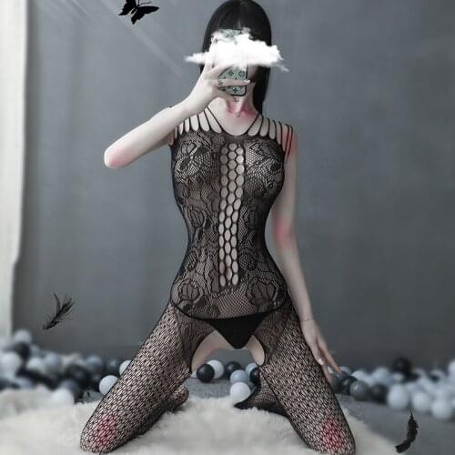 Sexy Cosplay Fishnet Catsuit Women Transparent Open Crotch Sex See Through Body Stockings Mesh Mesh Hot Erotic Lingerie Women