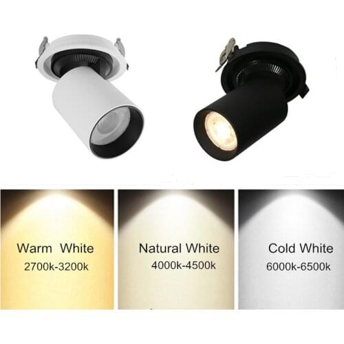 360 angles adjustable Dimmable LED Recessed Downlight 10W 15W LED Ceiling Spot Light 3000K/4000K/6000K Black/White Housing Light