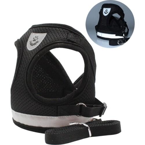 Breathable Cat Dog Harness And Leash Escape Proof Pet Clothes Kitten Puppy Dogs Vest Adjustable Easy Control Reflective