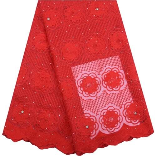 High Quality Red African Embroidery Water Soluble Fashion Milk Silk Lace Fabric Guipure Cord Nigerian Wedding Lace Fabric 1420