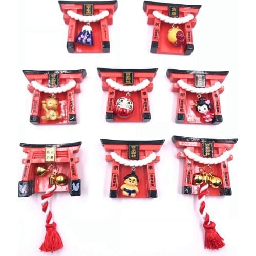 Japan high-end shrine resin refrigerator magnet Osaka Fujiki lucky cat Maiji bell magnetic creativity
