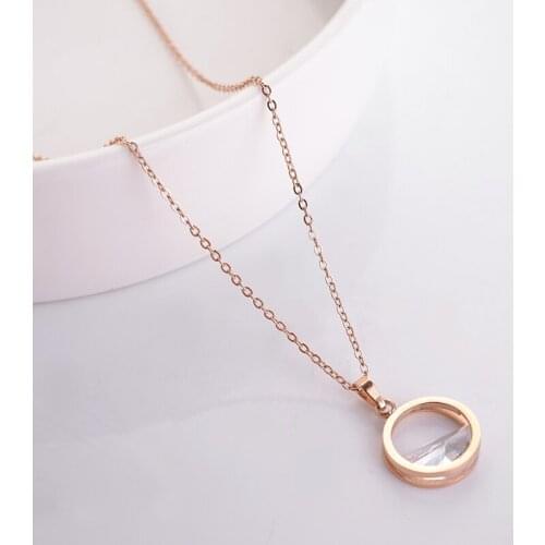 YUN RUO 2019 New Simple Crystal Pendant Necklace Fashion Rose Gold Color Titanium Steel Woman Jewelry Never Fade Hypoallergeni