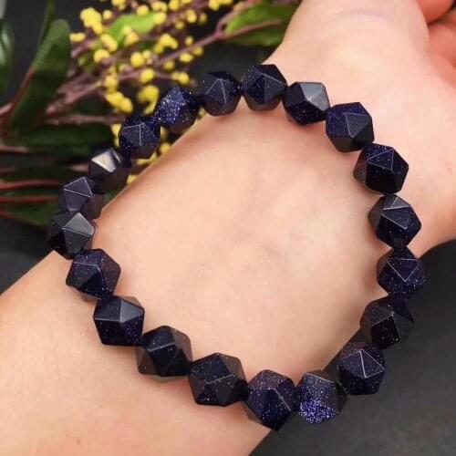 Natural blue sand blue sand diamond Angle cut bracelet female rib cut face bracelet necklace anklet