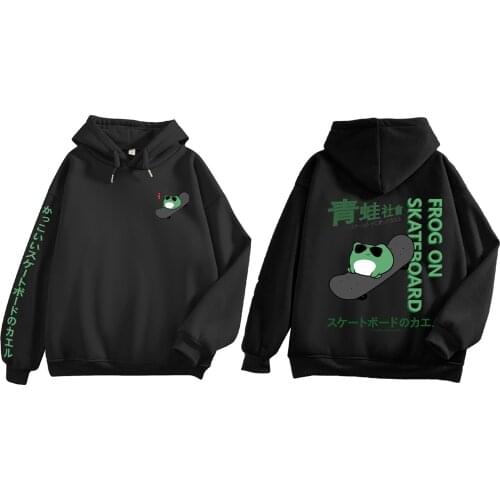 Oversized Harajuku Cute Frog Hoodie for Womens 90s Aesthetic Tracksuit Drop Shoulder Thermal Sweatshirt Vintage Pastel Clothing