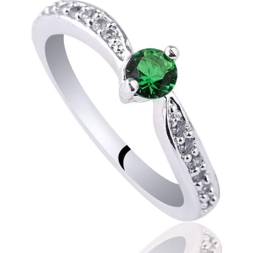 Womens Finger Sterling 925 Silver Engagement Ring 4.0mm Round CZ Jewelry Anillo Mujer R142 size 6 7 8 9