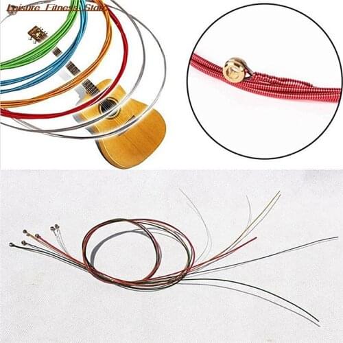 1 Set 4/5/6Pcs Rainbow Colorful Guitar Strings E-A For Acoustic Folk Guitar Classic Guitar Multi Color