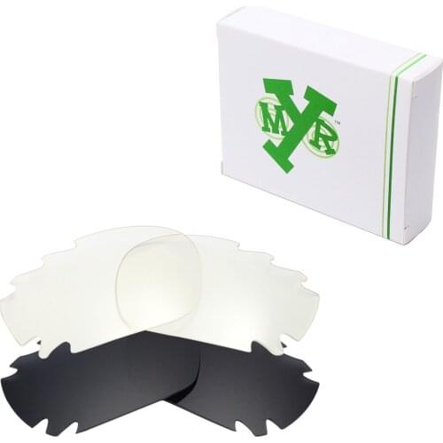 2 Pairs Mryok Replacement Lenses for Oakley Jawbone Vented Sunglasses Stealth Black & HD Clear