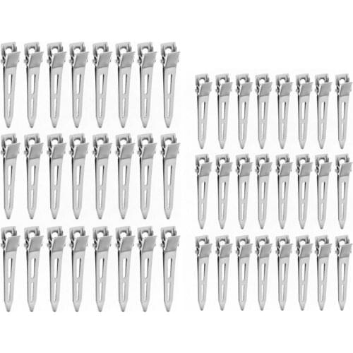 24Pcs Single Prong Curl Duck Bill Hair Clips Silver Sectioning Hairpins Metal Modelling Positioning Alligator Clamp