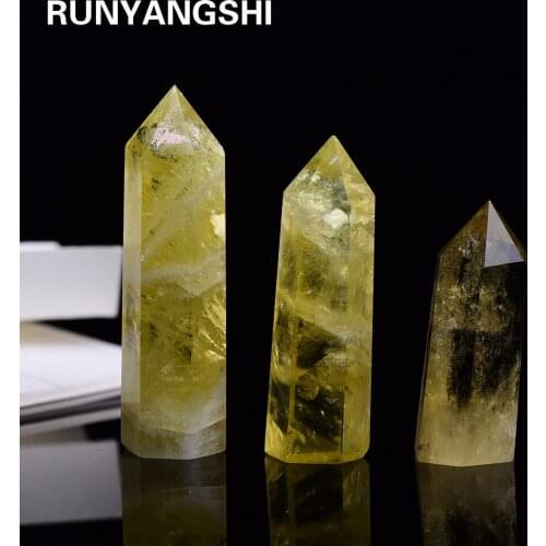 4-7cm 1pc Natural Crystal Point Citrine Healing Obelisk Yellow Quartz Wand Beautiful Ornament for Home Decor Energy Stone