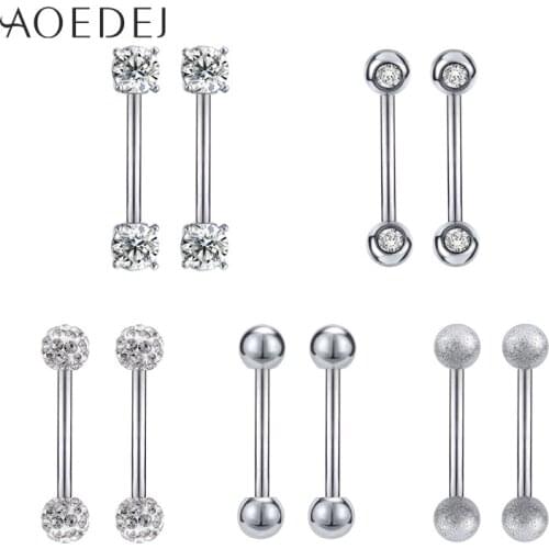 AOEDEJ 10 Pcs/lot Tongue Piercing Barbells 316L Stainless Steel Tongue Rings Balls Piercing Bars Body Jewelry for Women