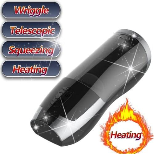 Automatic Telescopic Male Masturbator Real Vagina Pussy Piston Wriggle Heating Moaning Voice Clamp Blowjob Sex Toys for Men Gay