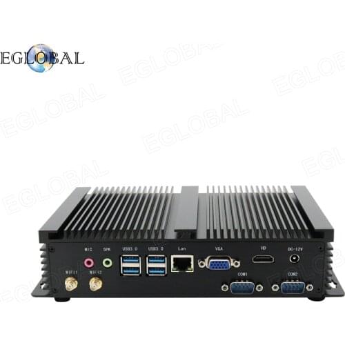 Eglobal 24Hours working fanless industrial computer intel core i5 4200U i7 5500U i3 5005U HDMI VGA Win10 Linux fanless 4K HTPC