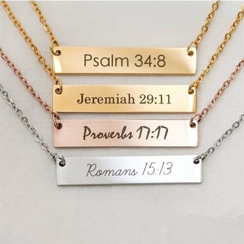 Custom Bible Verse Necklace Gift for Mom Religious Bar Necklace Gift Christian Necklace Faith Necklace Baptism Gift Easter