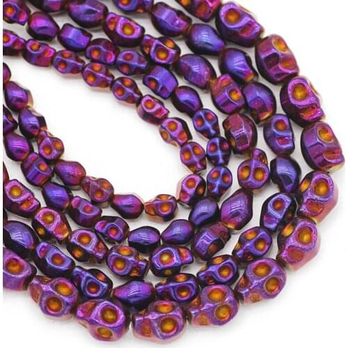 Natural Stone Skull Head Purple Hematite Beads 4x6/6x8/8x10MM Spacer Charm Loose Beads For Jewelry Making Diy Bracelets Necklace