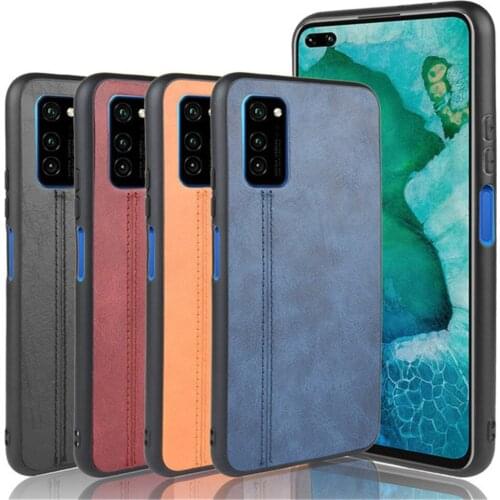 For Huawei Honor V30 Case Luxury Calfskin PU Leather lines Back Cover Case For Huawei Honor V30 Pro V 30 View 30 Phone Case