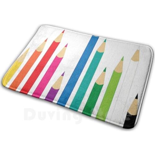 Colored Pencils Mat Rug Carpet Anti-Slip Floor Mats Bedroom Pencils Colors Wood Coloring School Child Diy Sharpen Vector