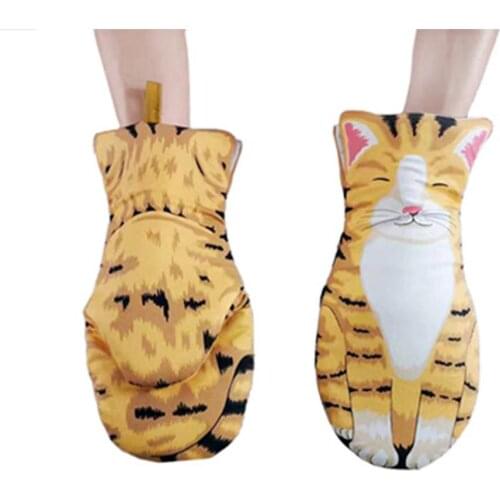 3D Cartoon Animal Oven Mitts Long Professional Heat Resistant Non-slip Gloves Cotton Baking Tool for BBQ Grilling