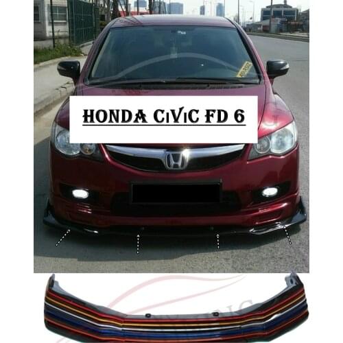 For Honda Civic FD6 Front Bumper Attachment Lip 2004-2020 Piano Glossy Black Splitter Diffuser Universal Spoiler Bumper