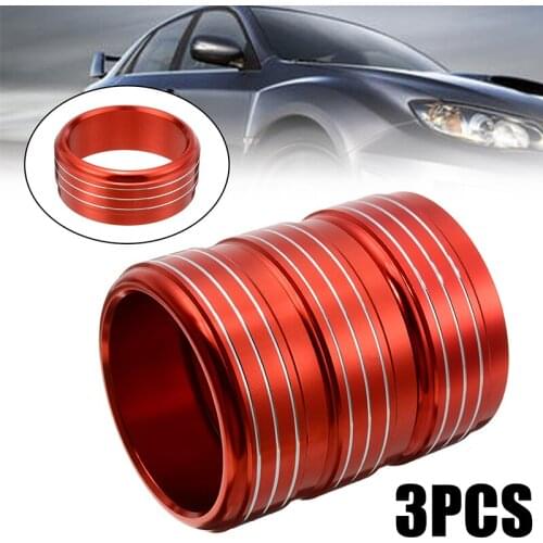 For Subaru Impreza Forester WRX/STi 3pcs Red Aluminum A/C Climate Control Knob Ring Covers Sticker Parts