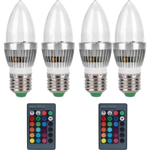 E27/E12 3W RGB Candle Lamp LED Remote Control Aluminium Alloy Candle Lights 85-265V
