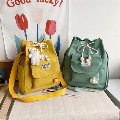 South Korea Ins Canvas Bag Schoolbag 2021 New Fashion Large Capacity Cute One Shoulder Messenger Bag