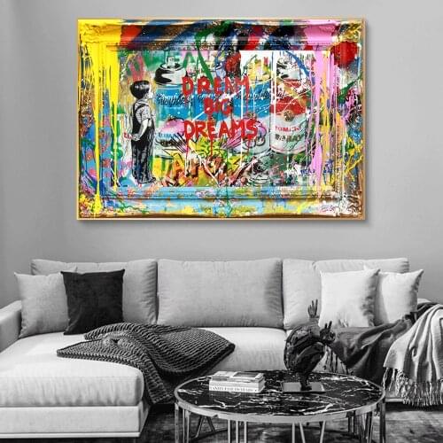 Graffiti Dream Big Dreams Street Art Canvas Print Painting Inspirational Morden Wall Picture Living Room Home Decoration Poster