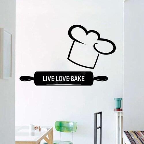 Kitchen Quote Wall Decals Art Knife Fork Spoon Sticker Kitchen tools Chefs hat Wall Sticker Kitchen Wall Decor Vinyl Decal B005