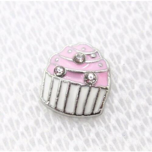 New Arrive 20pcs/lot pink Cupcake floating charms living glass memory floating pendant locket diy jewelry