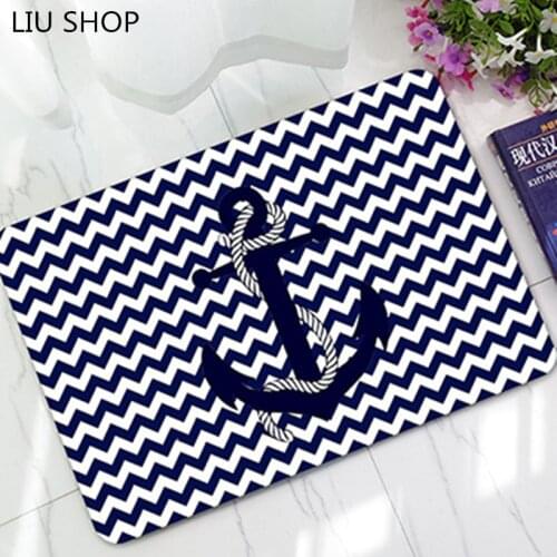 LIU navy style anchor doormat nautical hallway kichten bathroom carpet rubber non slip mat study entry decoration water rug