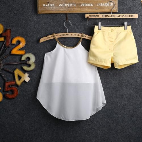 Citgeett Summer Kids Baby Girl Chiffon Woven Strap Tops Shirt Hot Shorts 2PCS Solid Fashion Outfits 2-11Y