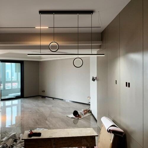 Dining room chandelier minimalist led strip simple modern creative designer office bar dining room Nordic decorative lamps