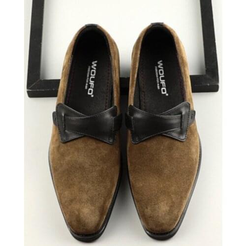 2021 Autumn New Suede Mens Loafers For Wedding Party Dance Black Brown Genuine Leather Slip On Mens Dress Shoes Casual