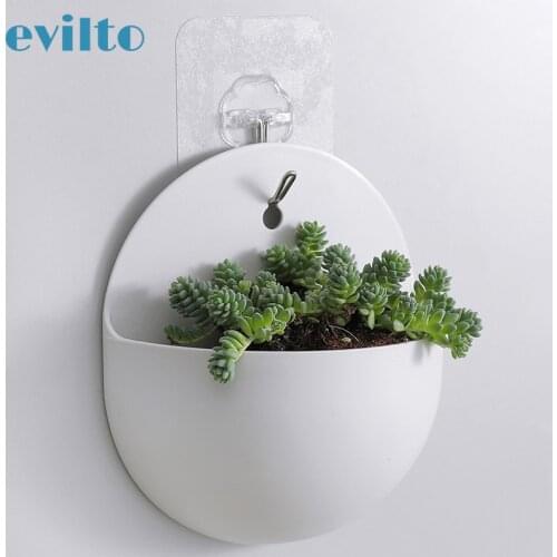 1pcs Wall Hanging Vase Plastic Flower Plants Pot Hydroponic Wall Mounted Plant Vase Home Decoration Wall Storage Organizer Pots