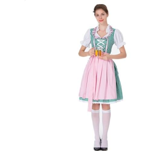 German Oktoberfest Beer Girl Costume Bavarian National Costume Bar Waiter Overalls Size S-3XL