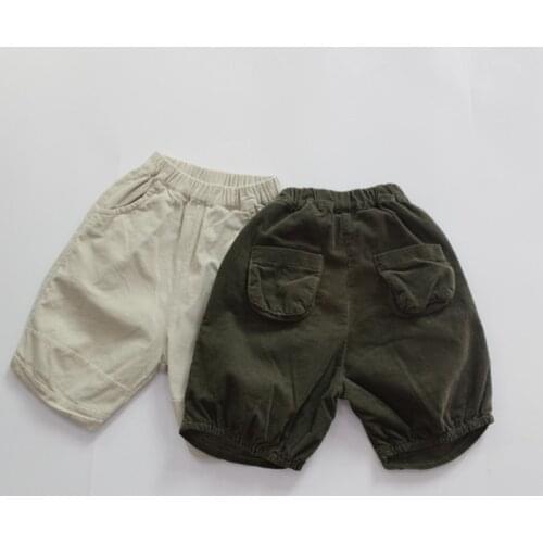 2021 New Spring Baby Kids Corduroy Loose Pants Solid Color Korean Style Unisex Children Calf-length Trousers
