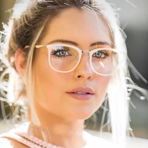 Ladies Square Glasses Frames Women Metal Leg Brand Designer Optical EyeGlasses Fashion Eyewear Computer Glasses Prescription Use