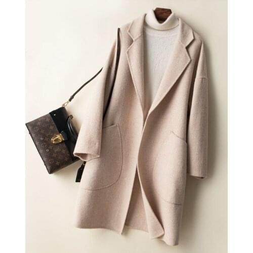 100% wool coat for women, clothes 2020, spring-autumn coat, double-sided, goose-paw pattern, Korean long jacket, Manto femme