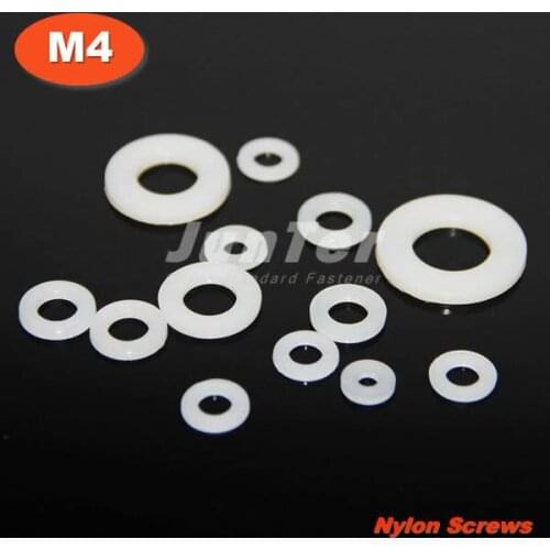 1000pcs/lot DIN125 M4(ID) x 9(OD) x 1mm Thick Nylon Flat Washer