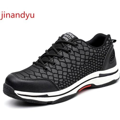 Working Shoes Man Safety Anti-puncture Comfort Steel Toe Shoes Security Men Black Work Protective Footwear Safty Boots Snerker
