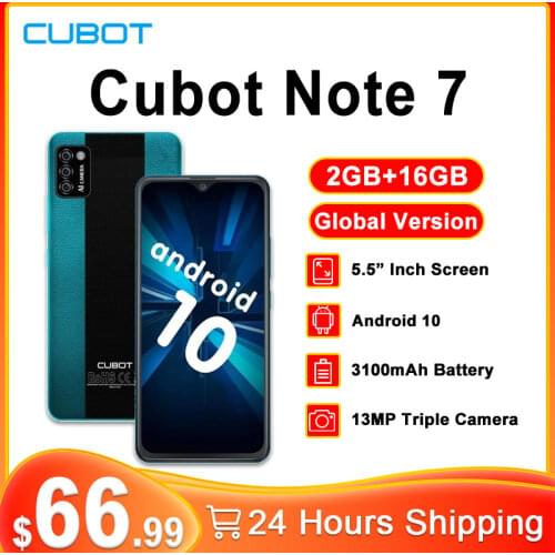 Cubot Note 7 Global Version 5.5'' Smartphone 2GB 16GB Triple Camera 13MP 4G LTE 3100mAh Android 10 Dual SIM Card mobile phone