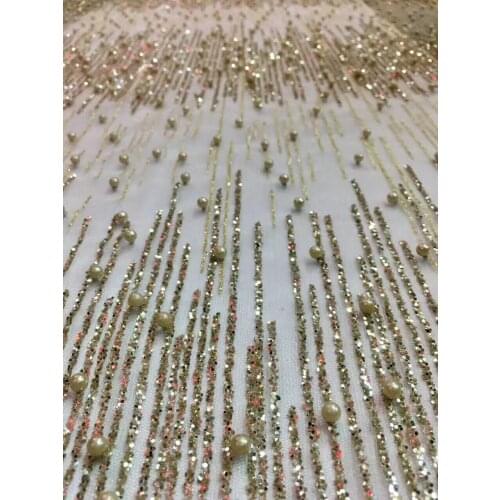 Super Quality glitter African Net Lace with beads Indian Lace Materials French Lace Fabric z-han41544 for party dress